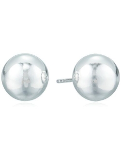 Plated Sterling Silver Polished Ball Stud Earrings