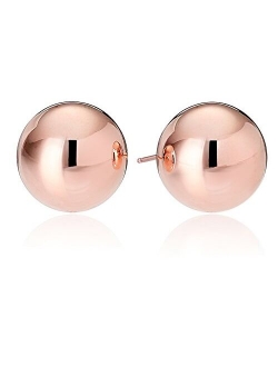 Plated Sterling Silver Polished Ball Stud Earrings