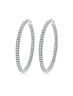 CiNily Mult-Colors Crystal Stainless Steel Hoop Earring for Women Hypoallergenic Jewelry for Sensitive Ears Large Big Hoop Earrings 2"