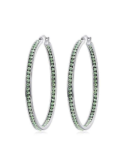 CiNily Mult-Colors Crystal Stainless Steel Hoop Earring for Women Hypoallergenic Jewelry for Sensitive Ears Large Big Hoop Earrings 2"