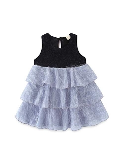 HILEELANG Little Girls Cotton Dress Sleeveless Casual Summer Sundress Flower Printed Jumper Skirt