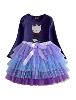 Toddler Flower Girl Dress Winter Long Sleeve Tutu Party Dresses for Girls 3-7 Years