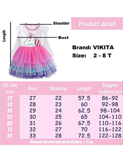 VIKITA Toddler Flower Girl Dress Winter Long Sleeve Tutu Party Dresses for Girls 3-7 Years
