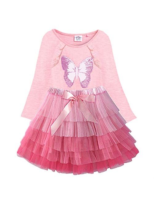 VIKITA Toddler Flower Girl Dress Winter Long Sleeve Tutu Party Dresses for Girls 3-7 Years