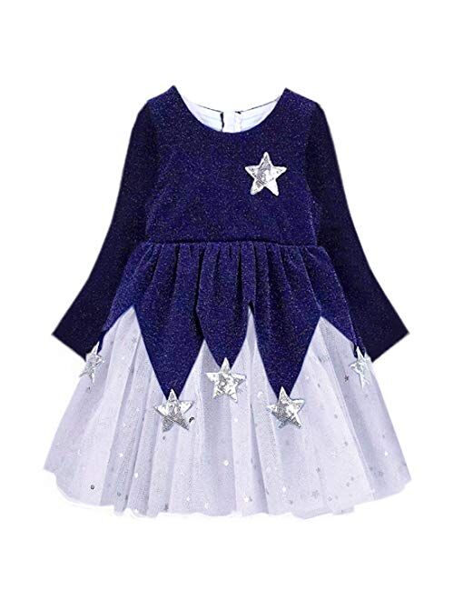 VIKITA Toddler Flower Girl Dress Winter Long Sleeve Tutu Party Dresses for Girls 3-7 Years