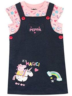 Peppa Pig Girls' Unicorn Pinafore Dress & T-Shirt