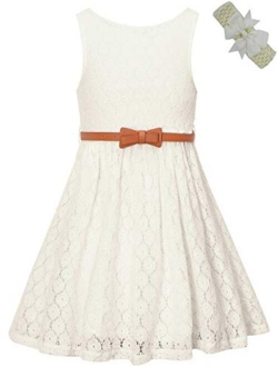 BINPAW Girls' Lace Dress with Belt