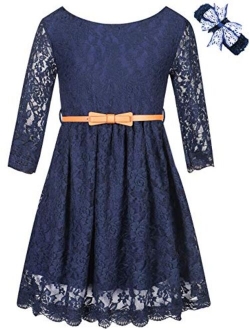 BINPAW Girls' Lace Dress with Belt