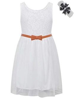 BINPAW Girls' Lace Dress with Belt