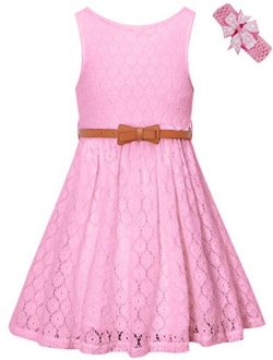 BINPAW Girls' Lace Dress with Belt