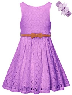 BINPAW Girls' Lace Dress with Belt