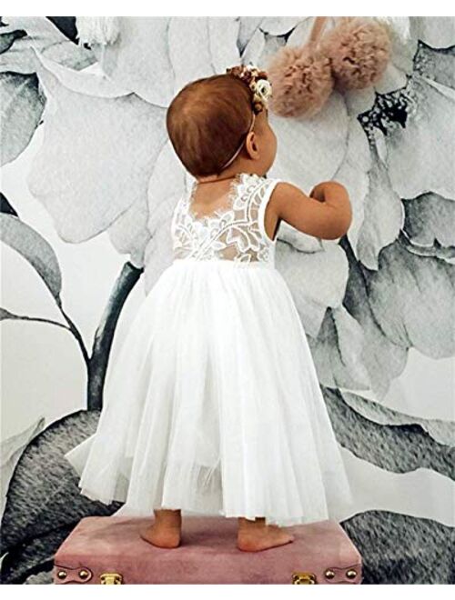 2Bunnies Girl Rose Lace Back A-Line Tutu Tulle Party Flower Girl Dresses