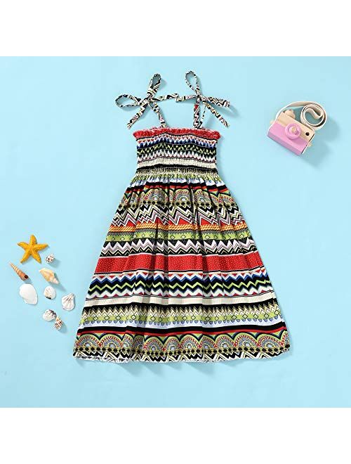 Baby Girls Rainbow Dress Toddler Princess Sleeveless Halter Beach Tutu Sundress