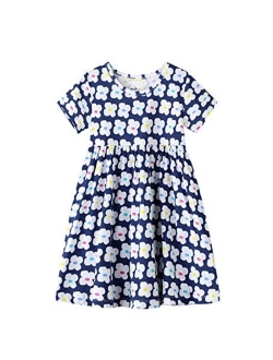 HILEELANG Little Girl Trends Spring Summer Casual Cotton Applique Tunic Dress Shirt