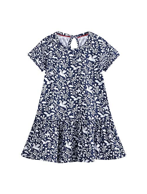 HILEELANG Little Girl Trends Spring Summer Casual Cotton Applique Tunic Dress Shirt