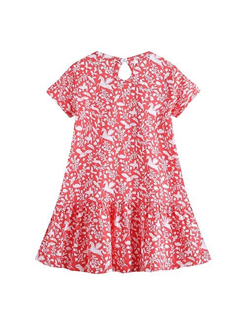 HILEELANG Little Girl Trends Spring Summer Casual Cotton Applique Tunic Dress Shirt