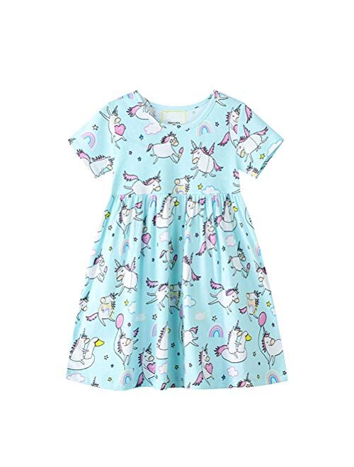 HILEELANG Little Girl Trends Spring Summer Casual Cotton Applique Tunic Dress Shirt