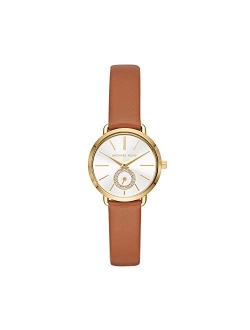 Women's Stainless Steel Quartz Watch with Leather Strap