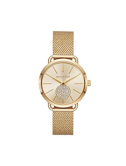 Women's Stainless Steel Quartz Watch with Leather Strap