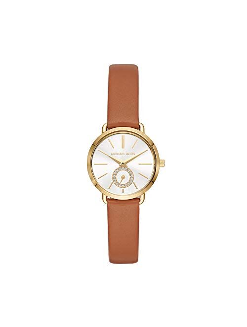 Michael Kors Women's Stainless Steel Quartz Watch with Leather Strap