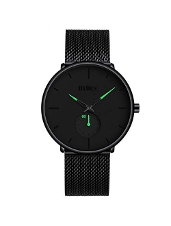 Mens Watches Minimalist Ultra Thin Waterproof Fashion Dressy Wrist Watch for Men Business Casual Luxury Quartz Analog Watch