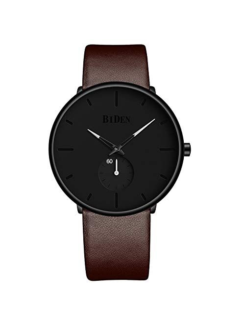 Mens Watches Minimalist Ultra Thin Waterproof Fashion Dressy Wrist Watch for Men Business Casual Luxury Quartz Analog Watch