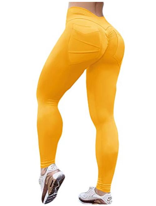 Hioinieiy Women's High Waist Ruched Butt Lifting Booty Enhancing Yoga Pants Leggings