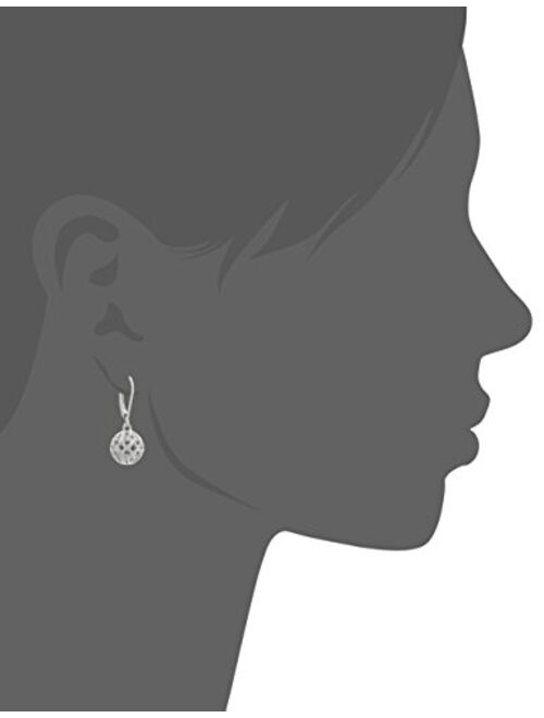 Plated Sterling Silver Filigree Ball Leverback Dangle Earrings