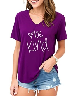 Be Kind T Shirts Women Cute Graphic Blessed Shirt Funny Inspirational Teacher Fall Tees Tops