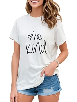 Be Kind T Shirts Women Cute Graphic Blessed Shirt Funny Inspirational Teacher Fall Tees Tops