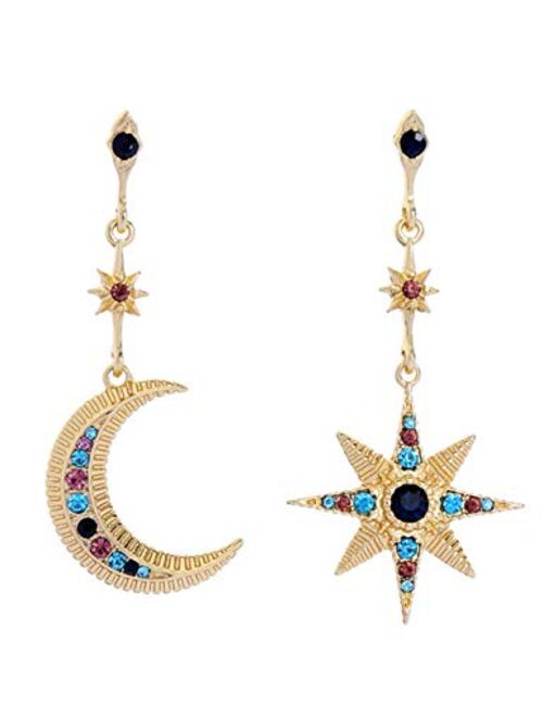 Dainty Long Dangle Earrings for Women Girls, Fashion Jewellry, Cute Gold Silver dangly, Upgrade Moon Stars Sun Earring