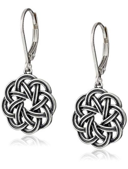 Sterling Silver Celtic Knot Lever-Back Drop Earrings