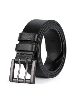 Double Prong Leather Belt Heavy Duty Belt for Men, Double Grommet Holes Belt for Pants