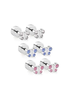 LUXU kisskids Colorful Flowers Shape CZ inlaid Stainless Steel Stud Earrings for Teen Girls Women