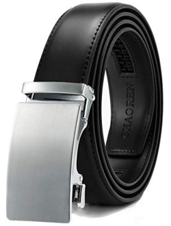 Chaoren Leather Ratchet Dress Belt 1 3/8 with Automatic Slide Belt, Click Adjustable Trim to Fit in Gift Box