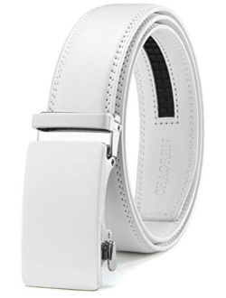 Chaoren Leather Ratchet Dress Belt 1 3/8 with Automatic Slide Belt, Click Adjustable Trim to Fit in Gift Box