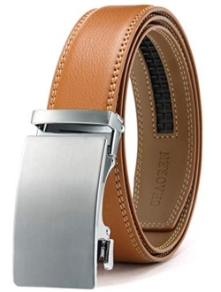 Chaoren Leather Ratchet Dress Belt 1 3/8 with Automatic Slide Belt, Click Adjustable Trim to Fit in Gift Box