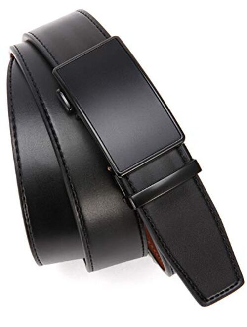 Chaoren Leather Ratchet Dress Belt 1 3/8 with Automatic Slide Belt, Click Adjustable Trim to Fit in Gift Box