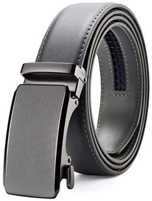 Chaoren Leather Ratchet Dress Belt 1 3/8 with Automatic Slide Belt, Click Adjustable Trim to Fit in Gift Box