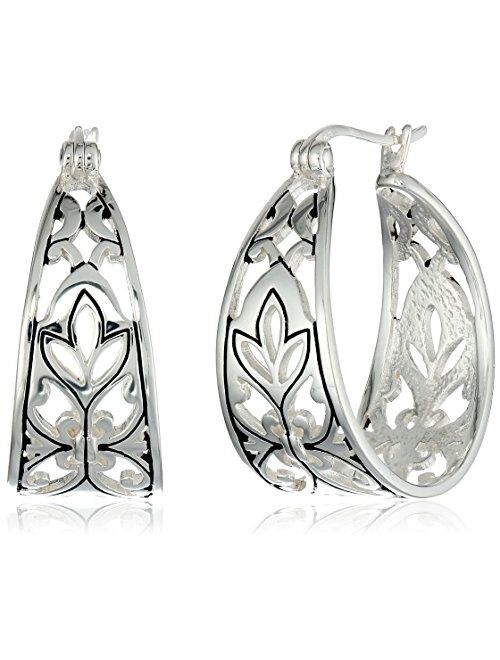 Sterling Silver Filigree Hoop Earrings (1.0