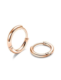 Huggie Hoop Earrings for Women Men - 316L Surgical Stainless Steel 6mm 8mm 10mm Mens Ear Hugging Hoop Earrings for Cartilage Gold Black 20G 18G Hypoallergenic Second Hole