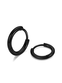 Huggie Hoop Earrings for Women Men - 316L Surgical Stainless Steel 6mm 8mm 10mm Mens Ear Hugging Hoop Earrings for Cartilage Gold Black 20G 18G Hypoallergenic Second Hole