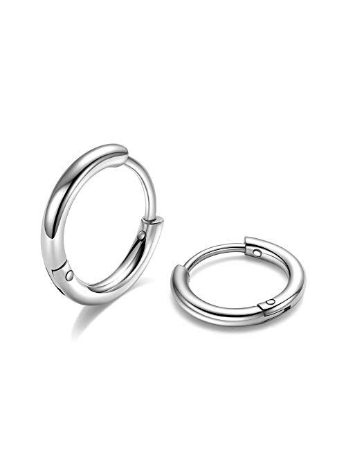 Huggie Hoop Earrings for Women Men - 316L Surgical Stainless Steel 6mm 8mm 10mm Mens Ear Hugging Hoop Earrings for Cartilage Gold Black 20G 18G Hypoallergenic Second Hole