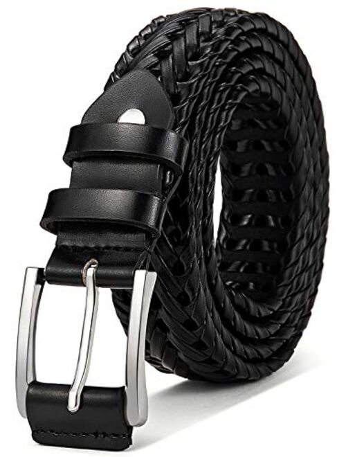 Mens Belts,Bulliant Leather Woven Braided Belts for Mens Casual Jeans Golf Pants,Anyfit,Gift Boxed