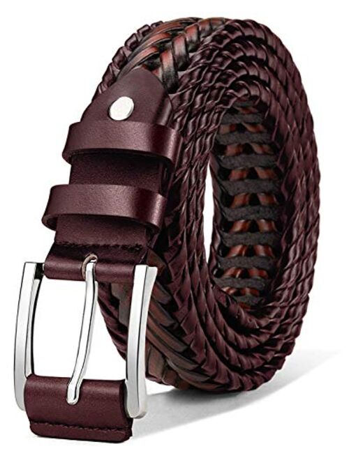 Mens Belts,Bulliant Leather Woven Braided Belts for Mens Casual Jeans Golf Pants,Anyfit,Gift Boxed