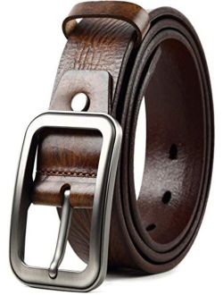 Leather Belts for Mens Dress Belt,Full Grain Leather Belt,Single Prong Big Buckle - for Casual Jeans