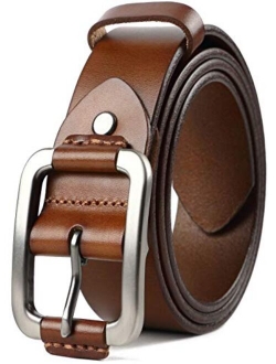 Leather Belts for Mens Dress Belt,Full Grain Leather Belt,Single Prong Big Buckle - for Casual Jeans