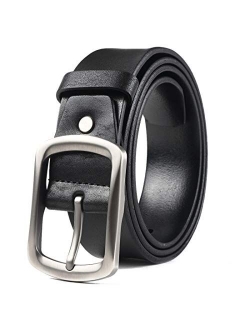 Leather Belts for Mens Dress Belt,Full Grain Leather Belt,Single Prong Big Buckle - for Casual Jeans