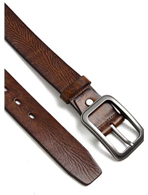 Leather Belts for Mens Dress Belt,Full Grain Leather Belt,Single Prong Big Buckle - for Casual Jeans