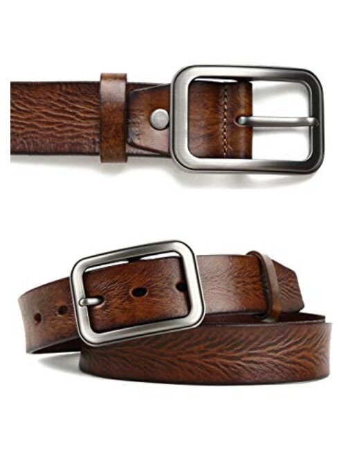 Leather Belts for Mens Dress Belt,Full Grain Leather Belt,Single Prong Big Buckle - for Casual Jeans